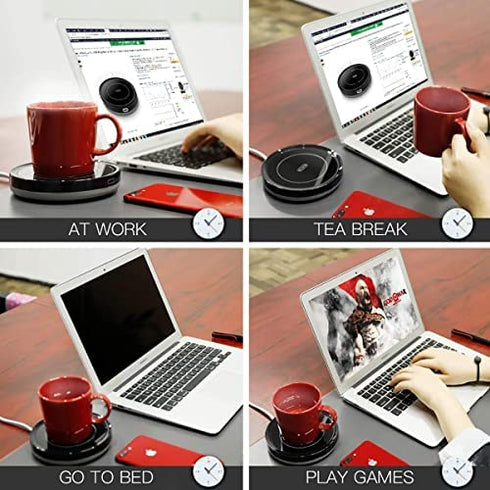 Smart Coffee Warmer, BESTINNKITS Auto On/Off Gravity-induction Mug Warmer for Office Desk Use, Candle Wax Cup Warmer Heating Plate (Up To 131F/55C) (Black)