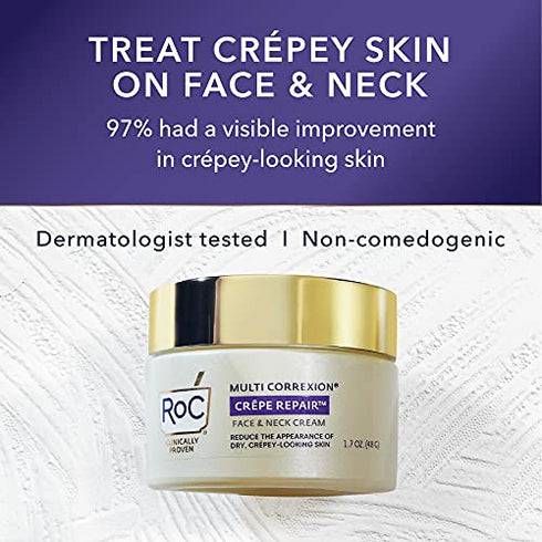RoC Crepe Repair Anti Aging Daily Face Moisturizer & Neck Firming Cream (1.7 oz) + RoC Retinol Wrinkle Smoothing Capsules (7 CT), Skin Care Treatment