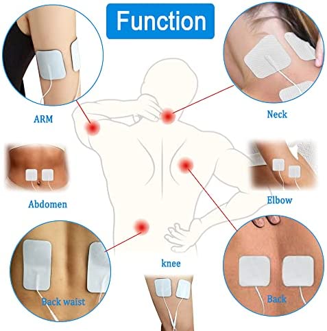 TENS Unit Replacement Pads - Compatible with AUVON and TENS 7000 Unit - Durable Self-Adhesive Electrodes Pads Combo 12 Pcs 2"X 2" and 2"X 4", Latex-Free for Lower Back and Multiple Pain Relief