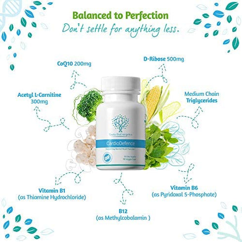 CardioDefence – 90 Capsules – a precise balance of CoQ10, D-Ribose, Acetyl L-Carnitine, B Vitamins and MCT to contribute to the normal function of the heart and reduce tiredness and fatigue