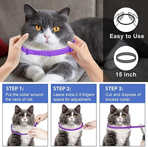 Purple Flea and Tick Collar for Cats & Kittens, Cat Flea Collar 2 Pack Made with Plant Based Essential Oil, 8-Month Natural Flea and Tick Prevention Treatment and Protection