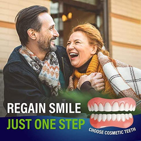 FCcassiel Fake Teeth, Cosmetic Teeth, Comfort Upper and Lower jaw Denture, Protect Your Teeth, Regain Confident Smile, Veneer Dentures for Women and Men