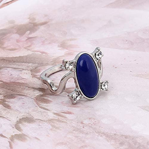 JinYu 2 Set Unisex Vampire Diaries Elena Sapphire Crystal Daylight Ring and Katherine Sapphire Crystal Pendant Daywalking Necklace