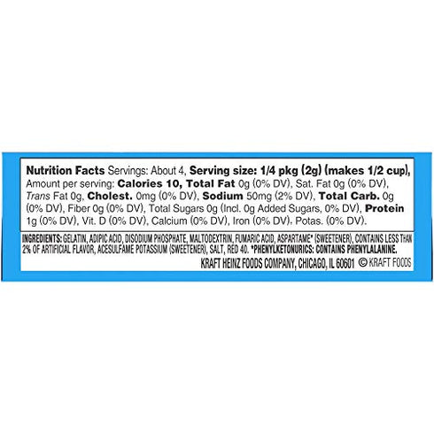 Jell-O Sugar Free Gelatin Variety, Black Cherry, Raspberry, Lemon, Lime, Strawberry, Cherry, 0.3 oz Boxes (Pack of 6) with By The Cup Mood Spoons