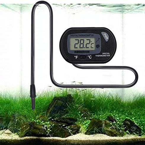 Veanic 4-Pack Digital Aquarium Fish Tank Thermometer Terrarium Water Temperature Meter Gauge with Water-Resistant Sensor Probe for Reptile Turtle Incubators (Black)