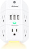 Outlet Extender with Night Light, 5-Outlet Surge Protector with 3 USB Charging Ports, 1800J Power Strip Multi Plug Outlets Wall Adapter Expander with Spaced Outlets for Home, School, Office