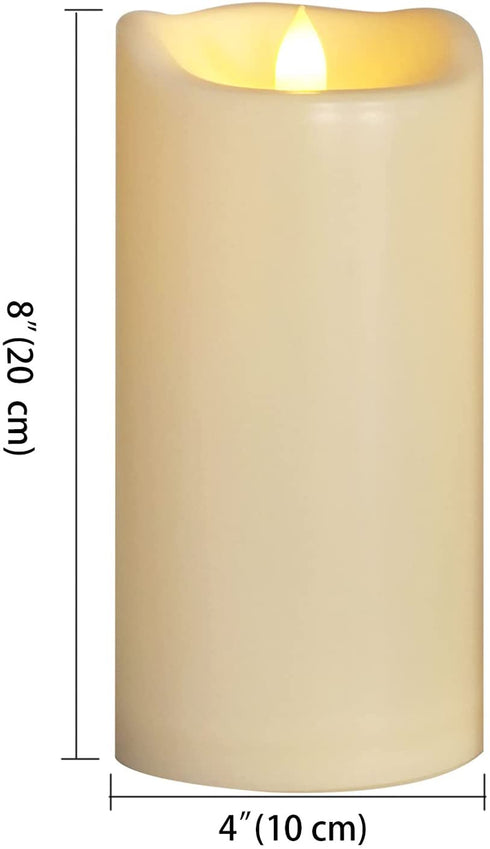 Battery Operated Flameless LED Pillar Candle, Outdoor Waterproof Flickering Light with Remote & Timer for Wedding Party Home Decoration 4x8, 1 Pack