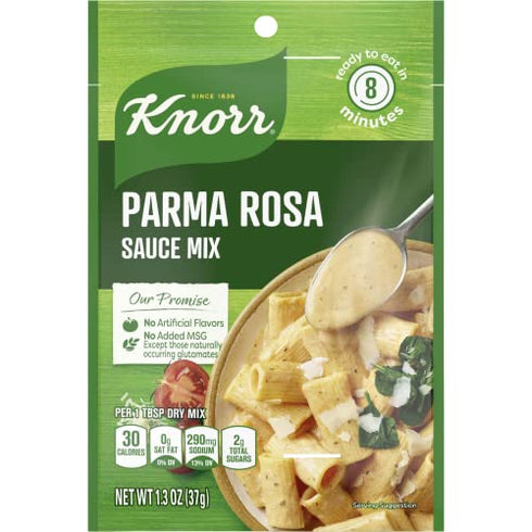 Knorr Parma Rosa Creamy Pasta Sauce Mix, 1.3 oz (Pack of 4) with By The Cup Measuring Spoons
