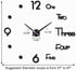 CreationStore Large 3D DIY Wall Clock Acrylic Mirror Surface Decoration Wall Clock for Living Room Bedroom Office (Black)