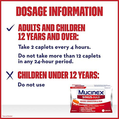 Mucinex Sinus-Max Severe Congestion Relief Caplets, 20 Count