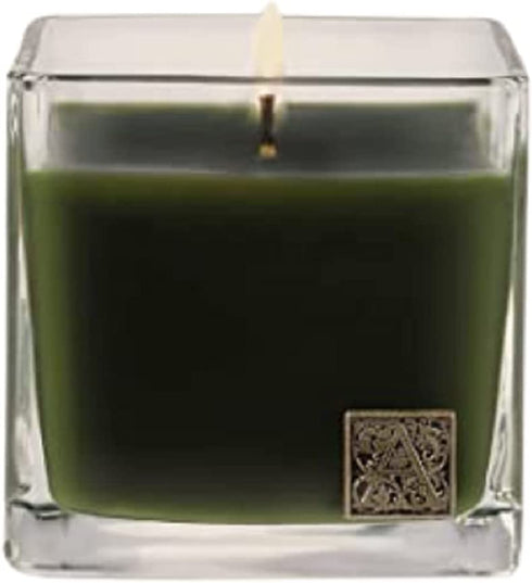 Aromatique The Smell of Tree Glass Cube 12 oz Scented Jar Candle with Metal Medallion for Home Décor and Gift