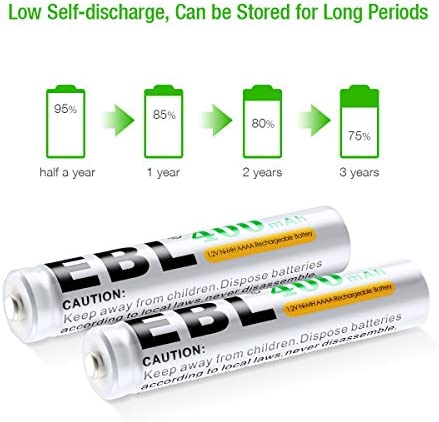 EBL AAAA Rechargeable Batteries, 1.2V 400mAh Ni-MH AAAA Rechargeable Battery for Surface Pen, 4-Count