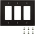 Modern Edge Decorative Wall Plate Switch Plate Outlet Cover, Durable Solid Zinc Alloy (Triple Decorator, Matte Black)