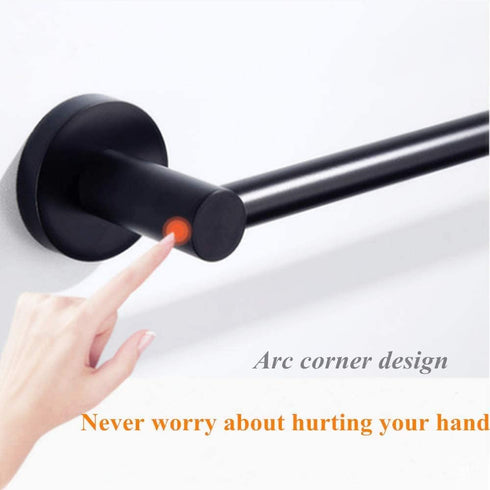 mafffoliverr Bathroom Hardware Set, Hand Towel Ring and Toilet Paper Holder for Bathroom Towel Rack Towel Hanger Wall Mounted Bathroom Fixtures (Black)