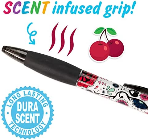 Sugar Skull Smens - Scented Pens, Black Ink, Medium Point - 8 Count