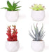 Veryhome Fake Succulent Plants Artificial Faux Succulents Mini Potted Plastic Succulents for Home Office Room Deco (Black Geometric Potted - 4pcs)