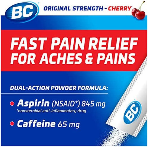 BC Powder Pain Reliever, Cherry Flavor Dissolve Packs, 24 Individual Packets