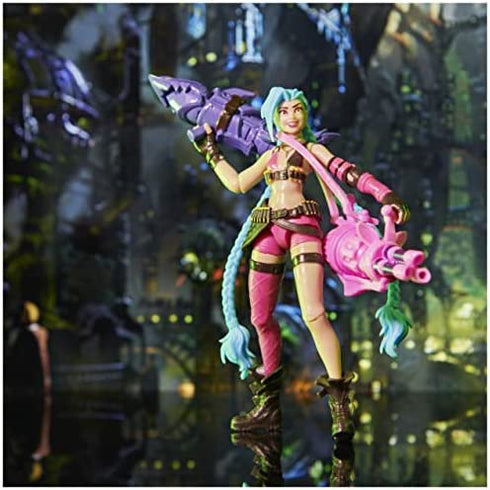 League of Legends, Official 4-Inch Jinx Collectible Figure with Premium Details and 2 Accessories, The Champion Collection, Collector Grade, Ages 12 and Up