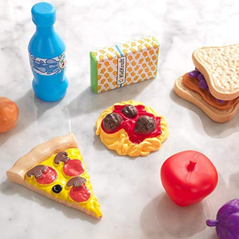 KidKraft 30-Piece Plastic Play Food Set, Fruits, Veggies, Sweets and More, Use with Play Kitchens, Gift for Ages 3+