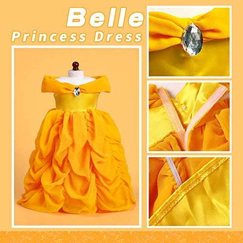 Dreamgirl World Collections 18-Inch Doll Clothes Princess Dress 5 Pc Pincess Dress Set Includes Cinderella, Belle, Snow White, Rapunzel and Aurora Fits 18" Dolls