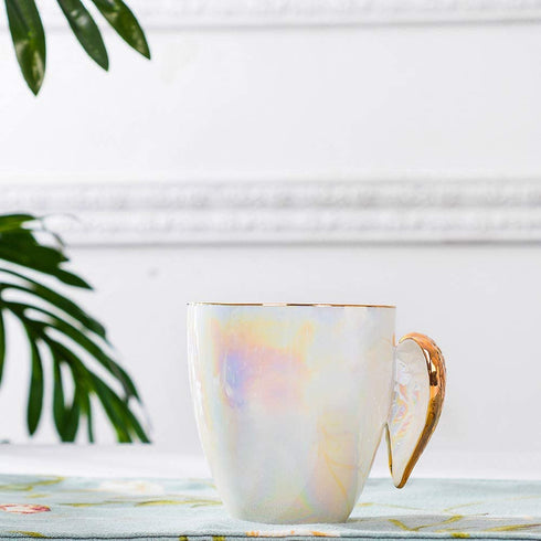 Golden Winged Angel Mug Stylish Novelty Ceramic Mug Gifts Pearlistic Mug /Porcealin Cup Angel gifts for Girl Women,bridesmaid gifts,Mother's Day Gifts Mug