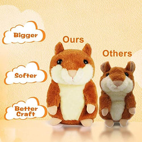 KIZZYEA Talking Hamster - Repeats What You Say Talking Hamsters - Interactive Stuffed Plush Animal Talking Toy, Early Educational Toy, Fun Gift for Boys & Girls