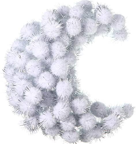 1000 Pieces Glitter Pom Poms 0.6 Inch Fuzzy Pompoms Arts and Crafts Balls for Hobby Supplies and Craft DIY Material (White)