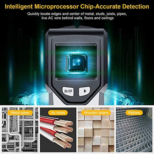 Stud Finder Wall Scanner - 5 in 1 Stud Detector with Intelligent Microprocessor chip and HD LCD Display, Stud Sensor Beam Finders for the Center and Edge of Wood AC Wire Metal Studs Joist Pipe