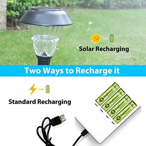 Brightown 12-Pack Rechargeable AA Batteries Pre-Charged, NiMH 1.2V 1300mAh High Capacity Double A Rechargeable Batteries for Solar Lights and Household Devices, Recharge up to 1200 Cycles