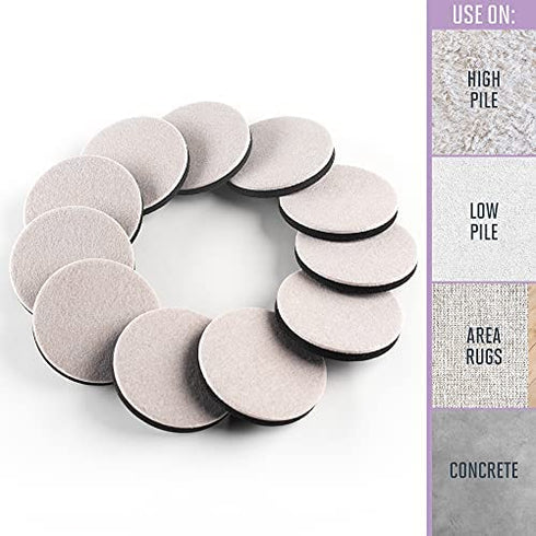 Super Sliders 3 1/2" Round Reusable Furniture Sliders for Hard Surfaces - Effortless Moving and Surface Protection, Beige (16 Pack)