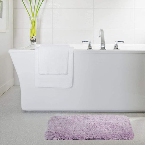 Walensee Bath Rug for Bathroom Non Slip Bathroom Mat (20 x 32, Lavender) Water Absorbent Soft Microfiber Shaggy Bathroom Rug Machine Washable Bath Mat for Bathroom Thick Plush Shower Mat