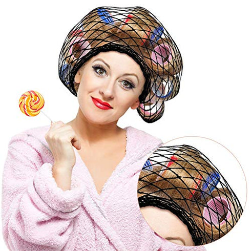 4 Pieces Triangle Hair Net for Rollers, Women Hair Net Mesh Hair Net Triangular Hair Setting Net for Sleeping, 35 x 35 x 57 Inches (Black)