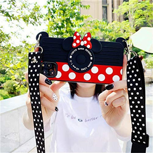 12 Pro Max Case for iPhone 12 Pro Max Case Cute 3D Cartoon for Minnie Camera Teens Girls Women Shockproof Protective Silicone Cover Cute Phone Cases for iPhone 12 Pro Max -6.7" (12 Pro Max-6.7")