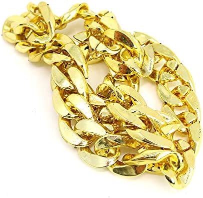 Skeleteen Rapper Gold Chain Accessory - 90s Hip Hop Fake Gold Costume Necklace - 1 Piece For Children