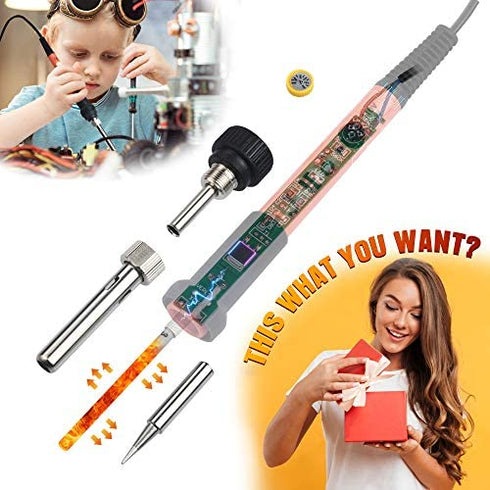Adjustable 60W Electric Soldering Iron - JelBo 110V Portable Solder Irons, Fast Heat Temperature Mini Soldering Irons for DIY, Small Electronics Repair Tool Kit(Orange)