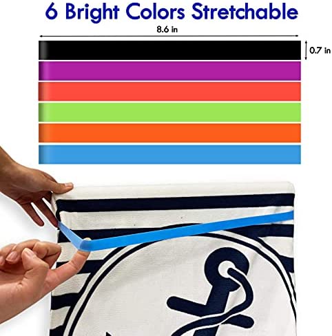 Beach Chair Clips Bands for Towel (6 Packs) Rubber Elastic Thick Multi Function Wide Lightweight Windproof Holder Keep Clamps Cruise Pool Swim Summer Stretch Durable Colorful Vacation Accessories