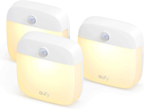 eufy by Anker, Lumi Stick-On Night Light, 2nd Generation Warm White LED, Motion Sensor, Bedroom, Bathroom, Kitchen, Hallway, Stairs, Energy Efficient, Compact, 3-Pack