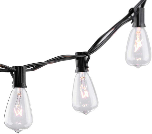 SkrLights Outdoor Patio String Lights,10Ft Edison Bulb String Lights for Patio Garden Porch Backyard Party Deck Yard(Plus 1 Extra Bulbs)-Black
