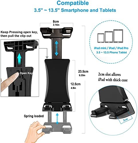 ChargerCity 360º Swivel 1/4-20 Tripod Tablet Smartphone Holder w/Pole Mic Microphone Stand Mount for iPad, iPad Pro, iPad Air, iPad Mini, 2, 3, iPhone, Smartphone 4.7-12.9" Tablets