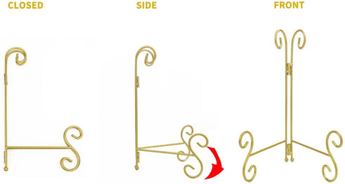 vesclair Plate Stand, 10 Inch Gold Iron Photo Holder Stand Easel Plate Display for Home Decoration, Picture Frame Holder Stand Book Display Stand