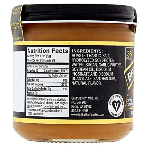 Better Than Bouillon Premium Roasted Garlic Base, Made with Seasoned Roasted Garlic, 38 Servings Per Jar, 8 Ounce Jar (Pack of 1)