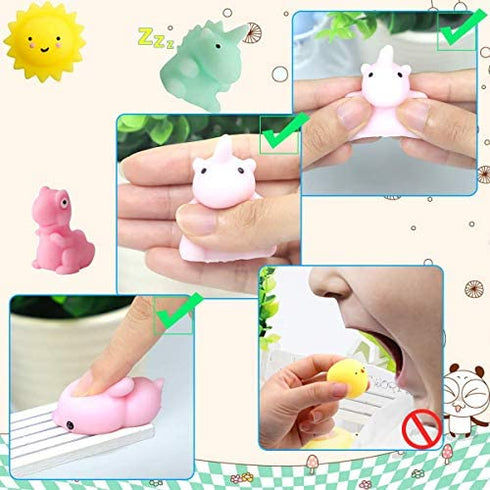 POKONBOY 25pcs Mochi Squishy Toys, Mini Kawaii Squishies Animals with Storage Bag Party Favor for Kids Stress Relief Toys Classroom Prizes Easter Basket Stuffers for Boys and Girls Age 3+