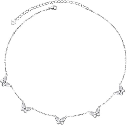 DAOCHONG 925 Sterling Silver Dainty Butterfly Choker Necklace for Women Teen Girls Jewelry Gifts Birthday
