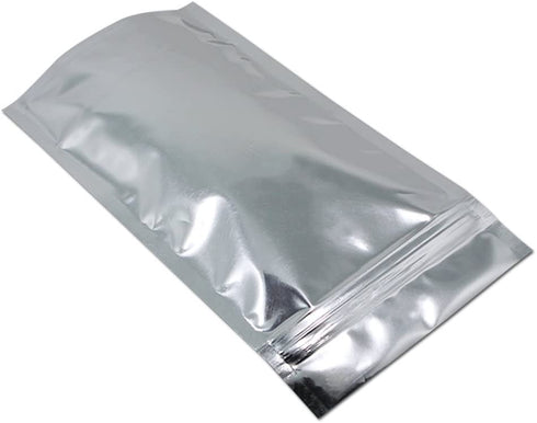 FERENLI 100Pcs Stand Up Clear Silver Zipper Lock Resealable Aluminum Mylar Foil Plastic Packaging Bag for Zip Heat Sealable Aluminum Foil Lock with Tear Notch Long Term Food Storage (3.9x5.9 inch)