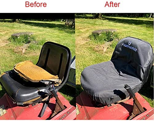 POWERWORKS Weatherproof Deluxe Riding Lawn Mower Seat Cover, Medium, Black