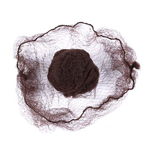50pcs Hairnet Bun Net Invisible Hair Net Elastic Mesh 20inch 50cm (Bulk Packing,Dark Brown)