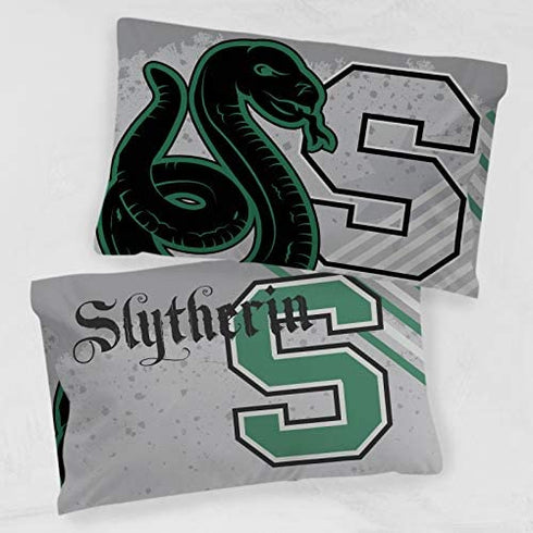 Harry Potter Slytherin 1 Pack Pillowcase - Double-Sided Kids Super Soft Bedding (Official Harry Potter Product)