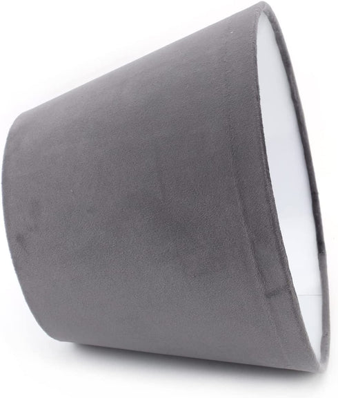Bettomshin 1Pcs 6.3x9.8 Inch Dia Lamp Shades, 7.1 Inch Hight Dark Gray Barrel Fabric Lampshade, Velvet Fabric E27/E14 Lamp Holder for Table Lamp and Floor Light Hand Crafted