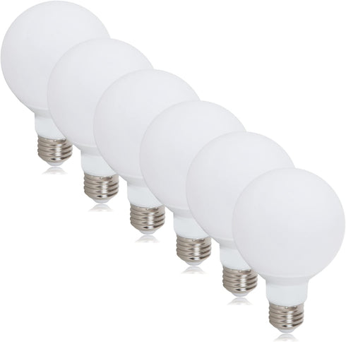 Maxxima G25 LED Light Bulb, E26 Base Globe Bathroom Vanity Makeup Mirror Light Bulbs, 40 Watt Equivalent, 450 Lumens 2700K Warm White (6 Pack)