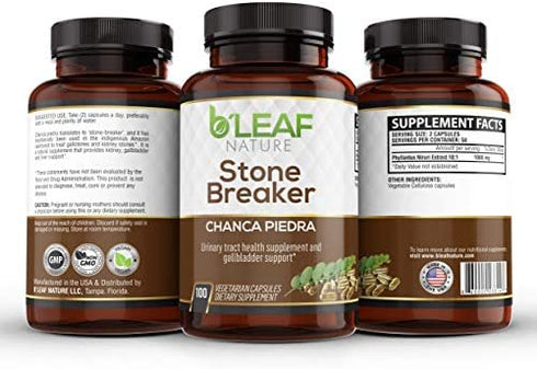 Stone Breaker Chanca Piedra Extract 1000mg - Urinary Tract and Gallbladder Support - 100 Vegetarian Capsules by B’Leaf Nature